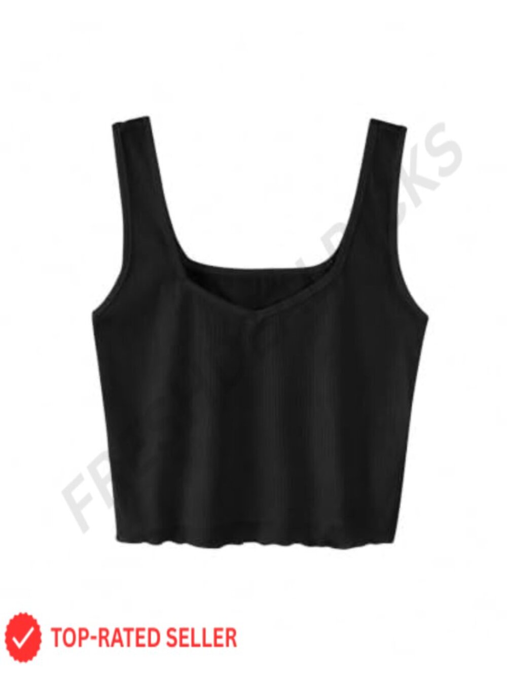 Ribbed Crop Tank Top Square Neck Sleeveless Workout Shirt